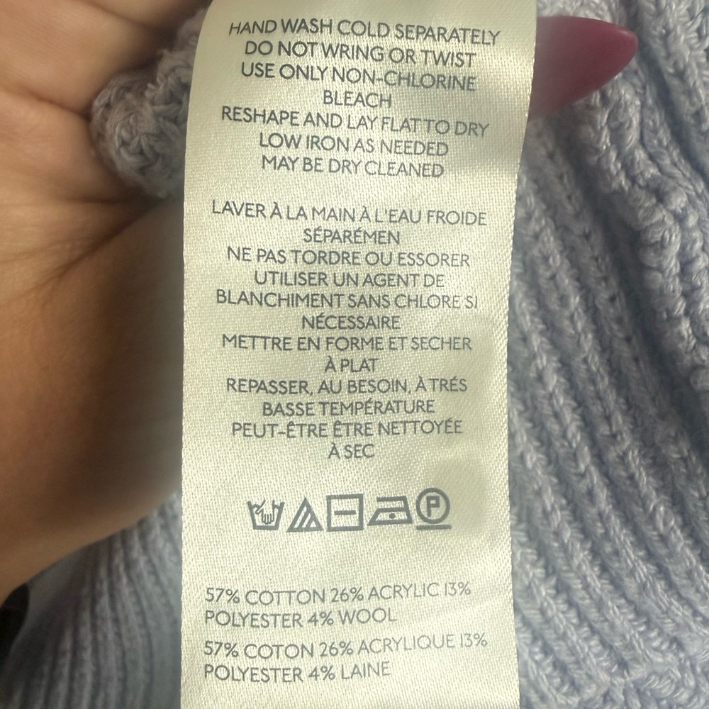 Anthropologie Gray Blue Cable-Knit Long Sleeve Fit-and-Flare Dress - Picture 4 of 6